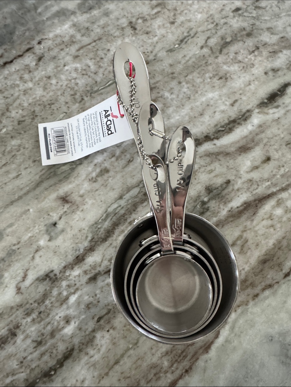 New All-Clad Stainless Steel Nesting Measuring Cups - Silver